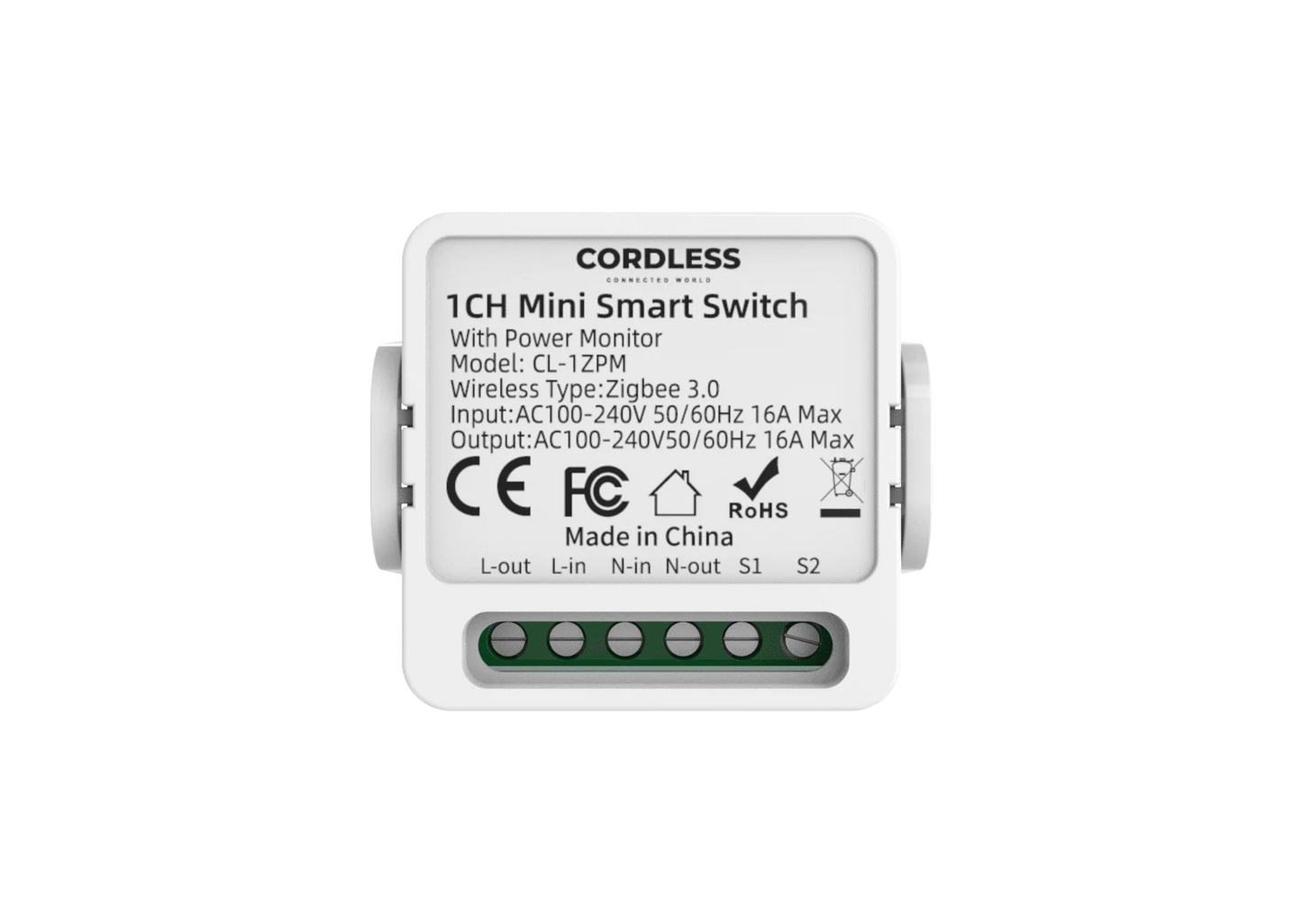 CL-1ZPM Zigbee Mini Smart Switch with Power Monitor – White